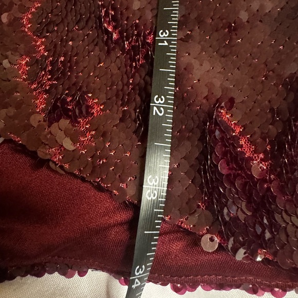 Little Mistress Dark Plum/Burgundy Sequin Long-Sleeve Wrap Dress NWT - Picture 11 of 12